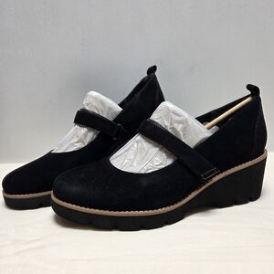 Vionic Black Suede Women's Alma Wedge Mary Jane Size-9 NIB